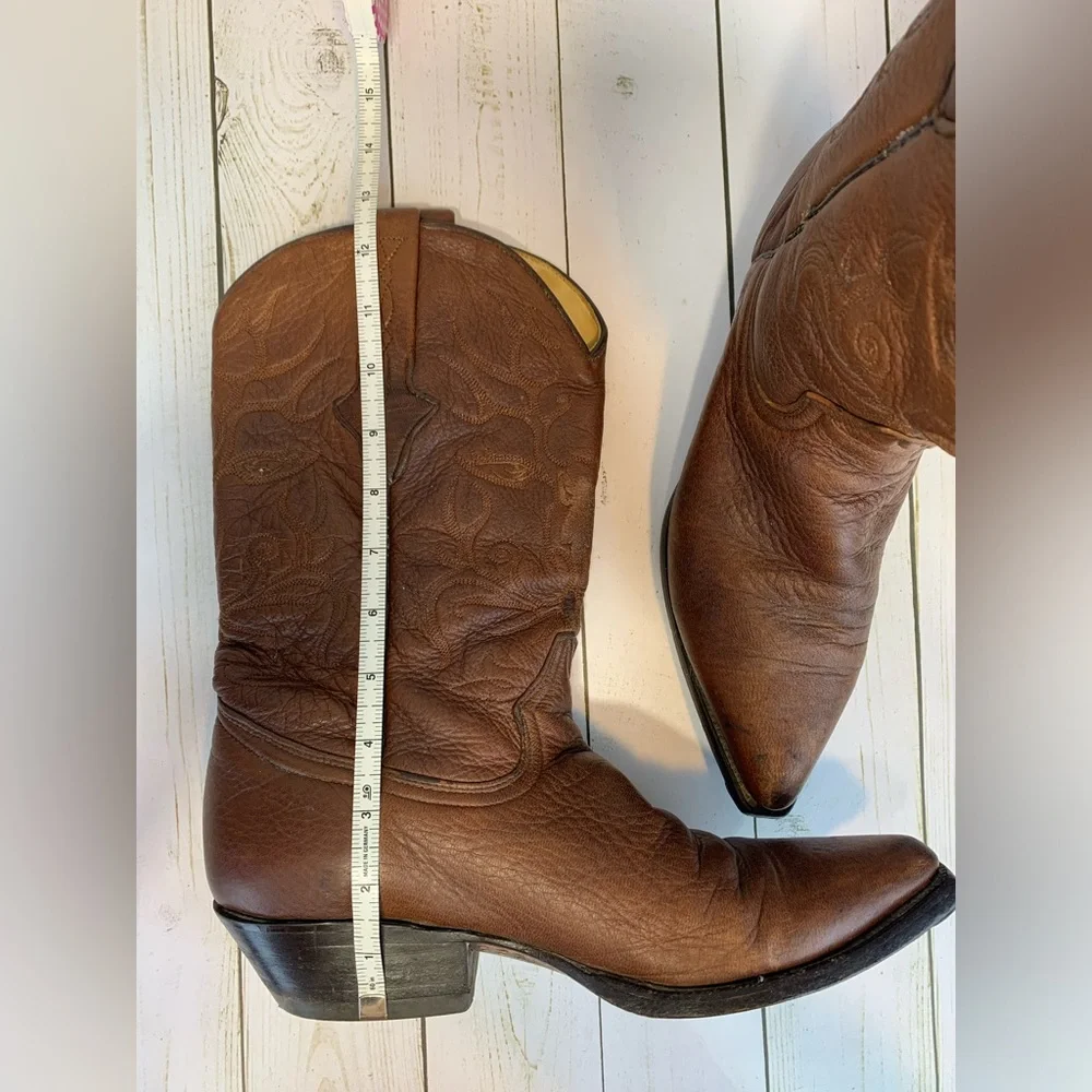 Cuadra Men's Western Brown Deerskin Leather Cowboy Boots Size 7.5